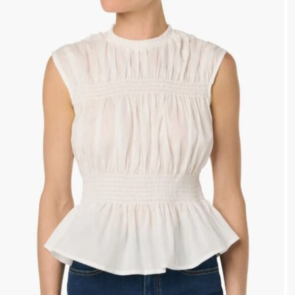 Joe’s Sleeveless Cotton Voile Peplum Top | White | XS MSRP $178 - Picture 1 of 10